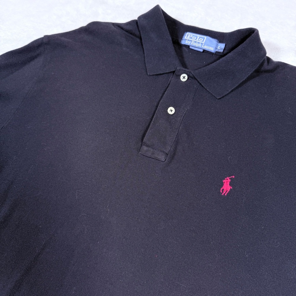 Polo by Ralph Lauren Classic Fit Polo Shirt Mens L Black Pink Pony Logo